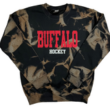 Black Bleached Retro Hockey Crew