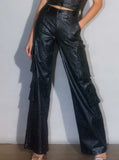 Black Metallic Shimmer Cargo Jeans