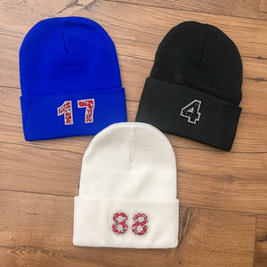 Bling Custom Jersey Number Beanies