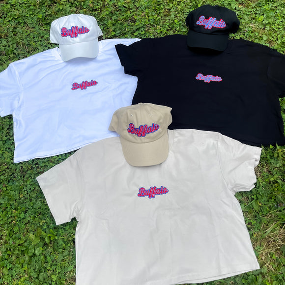 Buffalo Script Embroidered Crops & Caps