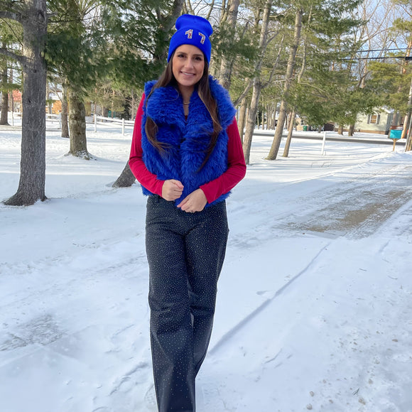 Blue Faux Fur Vest