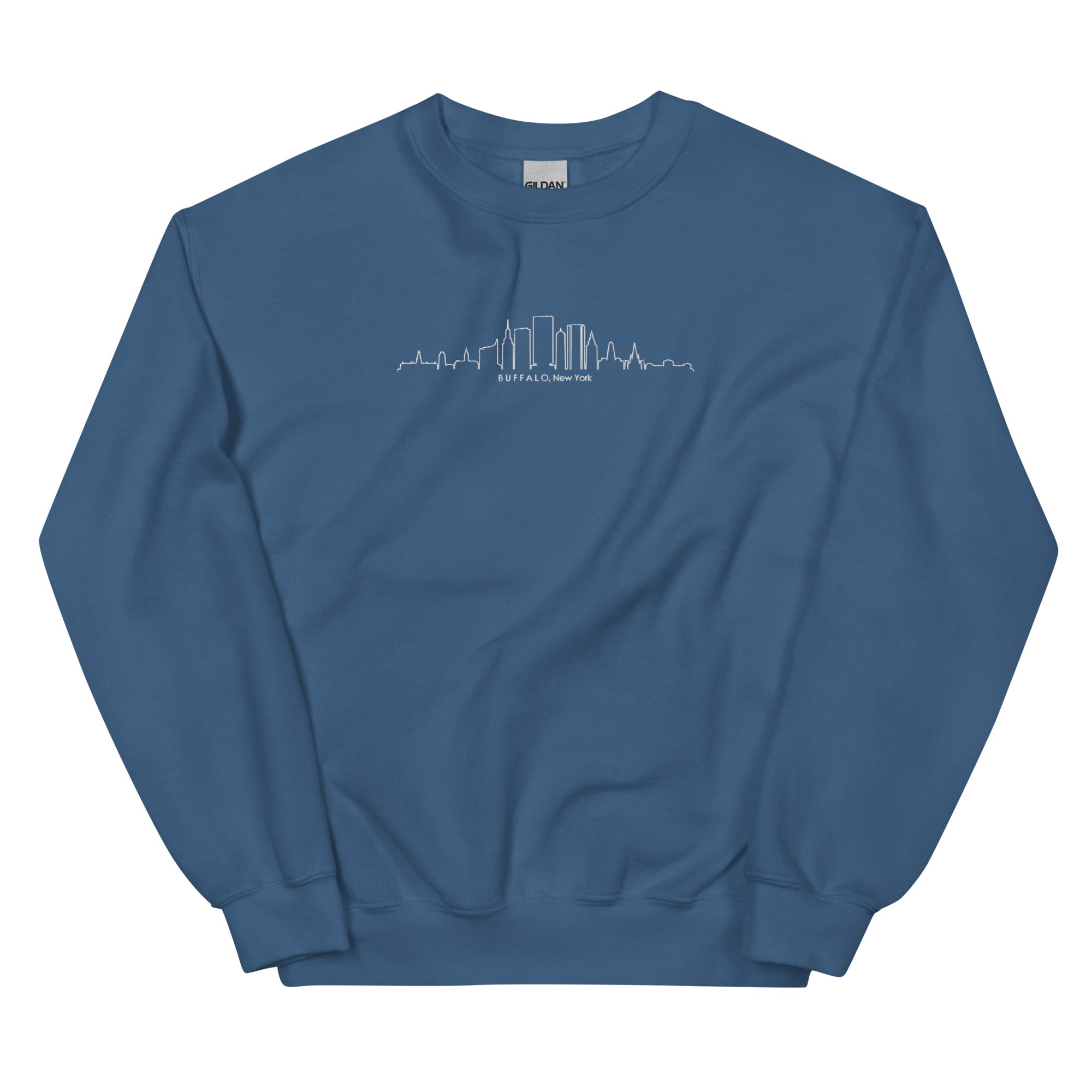 OUR CITY Buffalo Skyline Embroidered Sweatshirt (white