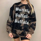 Buffalo Edgy Black Bleach-dyed Crewneck Sweatshirt