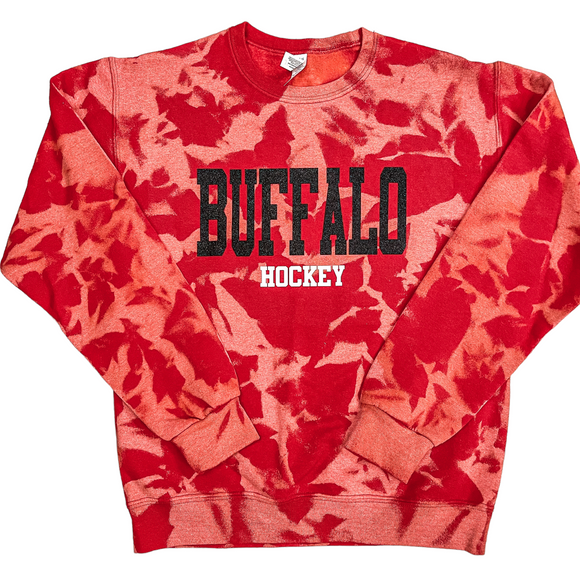 Red Sparkle Bleached Retro Hockey Crew