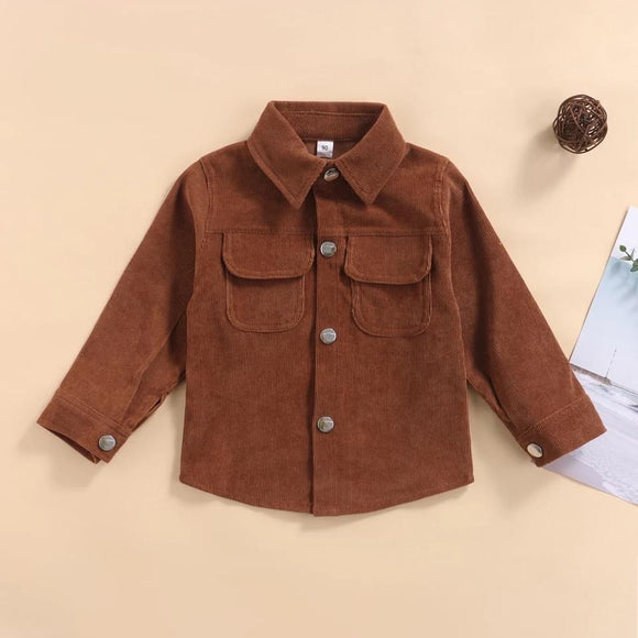 Brown Button-down Corderoy Flannel